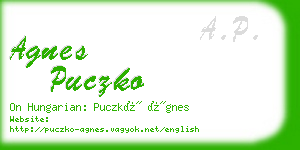 agnes puczko business card